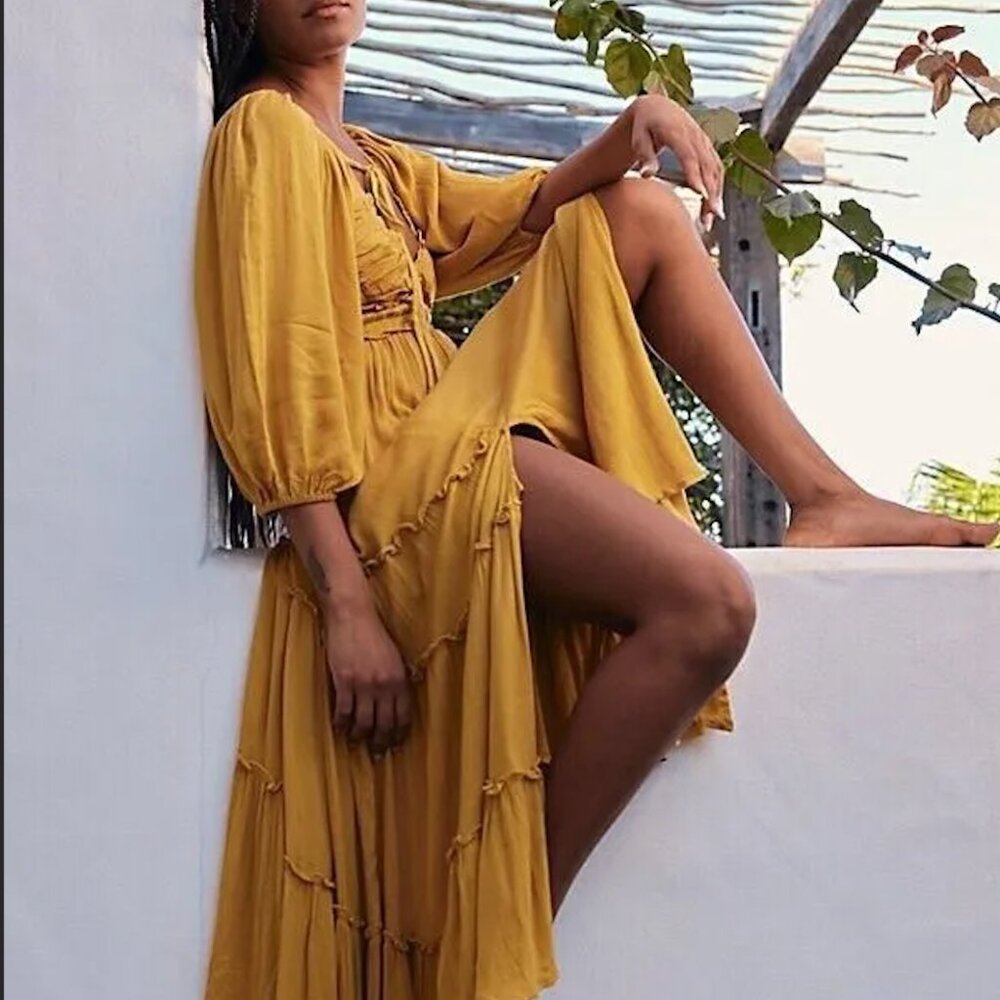 Free People You're a Jewel Maxi - Glistening Gold